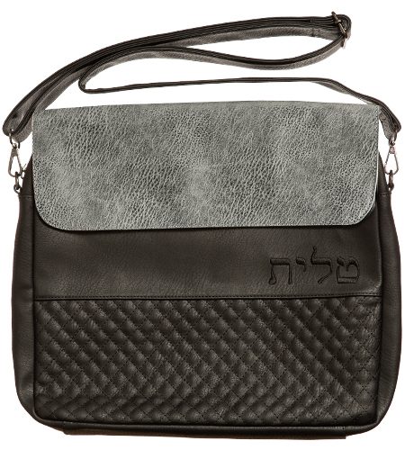 תיק צד דגם מעוינים צבע שחור אפור