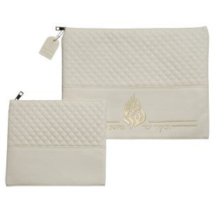 סט כיסויים דגם מעוינים האש שלי ממורכז צבע לבן מתכת זהב