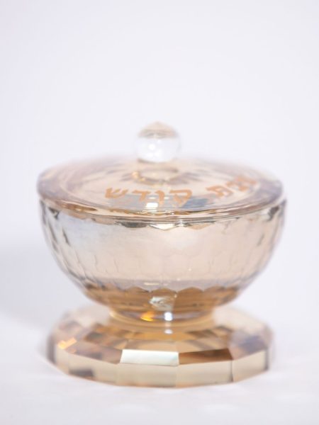 מלחיה עגולה דגם שבת קודש עם מכסה צבע זהב