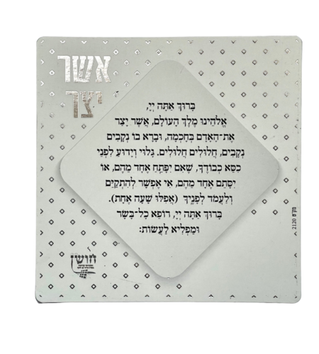 מגנט אשר יצר דגם מעוין צבע לבן כסף