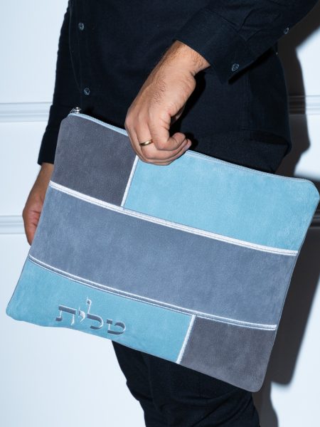 סט כיסויים דניאל דגם אימפלה מחולק צבע טורקיז אפור כהה ואבן