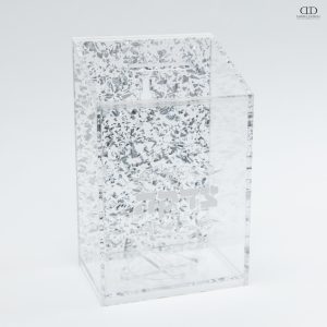 קופת צדקה פרספקט שקוף דגם נצנץ צבע כסף