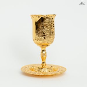 כוס קידוש דגם מתכת צבע זהב