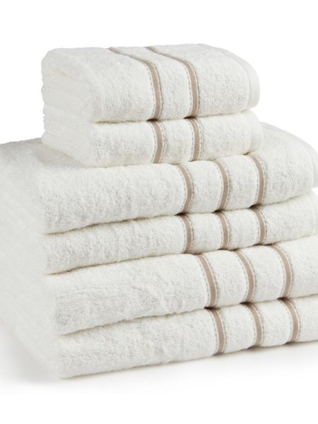 מגבת גוף דגם פס צבע לבן בז'