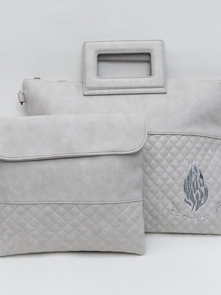 סט כיסויים עם ידיות דגם האש שלי צבע אבן מתכת כסף