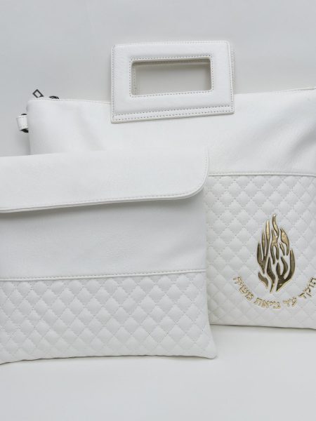 סט כיסויים עם ידיות דגם האש שלי פינה צבע לבן מתכת זהב