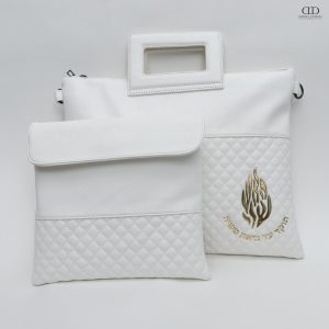 סט כיסויים עם ידיות דגם האש שלי פינה צבע לבן מתכת זהב