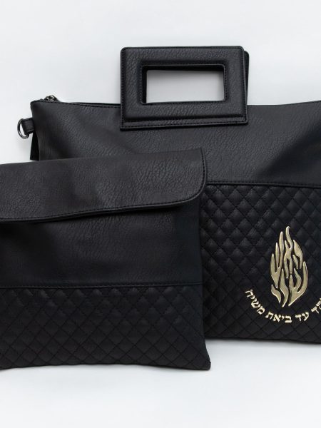 סט כיסויים עם ידיות דגם האש שלי פינה צבע שחור מתכת זהב