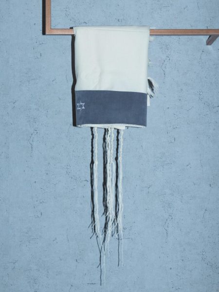 טלית Premium - דגם בית יוסף עטרה דגם אימפלה צבע אפור כהה מגן דוד