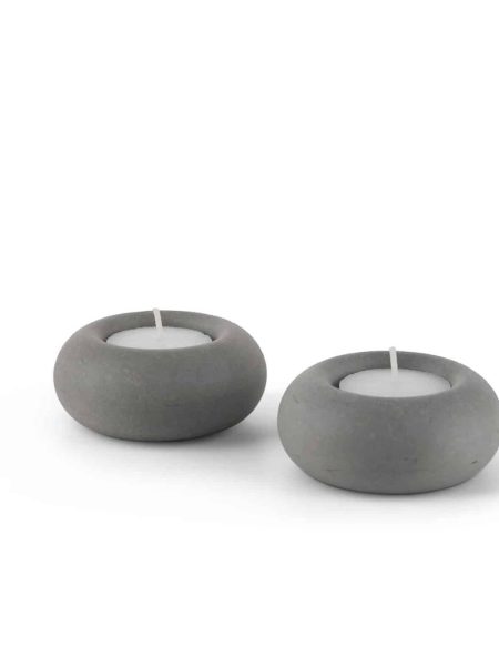זוג פמוטים דגם בטון עגול צבע אפור
