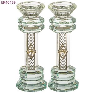 פמוטים גבוהים דגם תחרה כסף משולב זהב