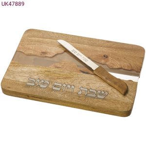 בוצ׳ר עץ מלא פס שקוף כולל סכין נסתרת