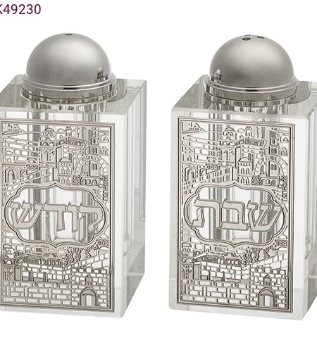 זוג מלחיות דגם פלקטה תחרה צבע כסף