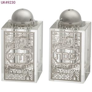 זוג מלחיות דגם פלקטה תחרה צבע כסף