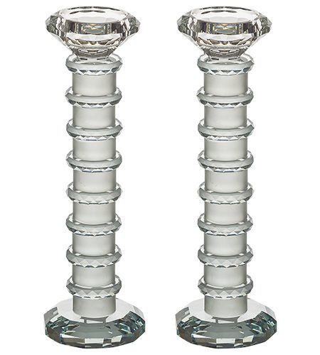 פמוטים גבוהים דגם קריסטל עגול רווחים צבע חלבי