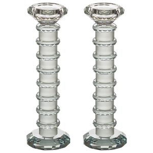 פמוטים גבוהים דגם קריסטל עגול רווחים צבע חלבי