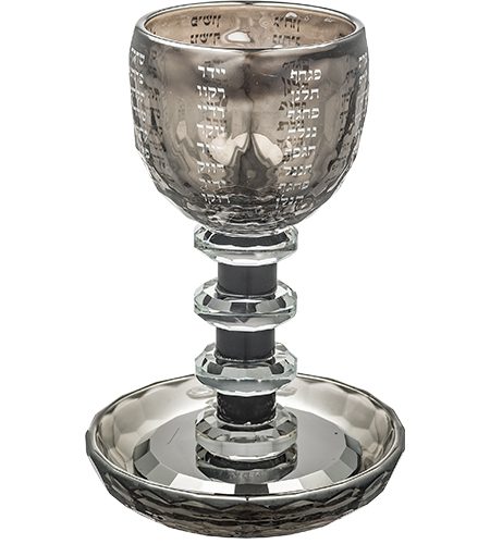 כוס קידוש דגם קריסטל עיגולים שחורה