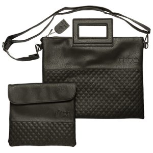 סט כיסויים עם ידיות דגם מעוינים טלית צבע שחור