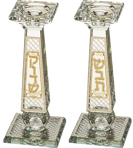 פמוטים גבוהים דגם תחרה זהב שבת קודש