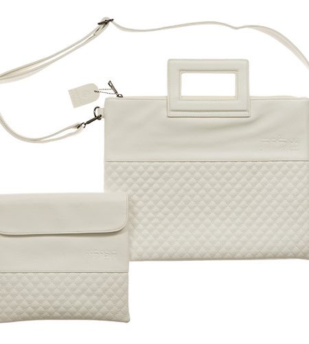 סט כיסויים עם ידיות דגם מעוינים טלית צבע לבן