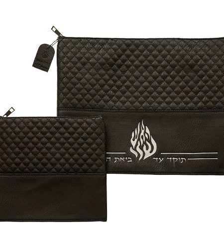 סט כיסויים דגם מעוינים האש שלי ממורכז צבע שחור מתכת כסף