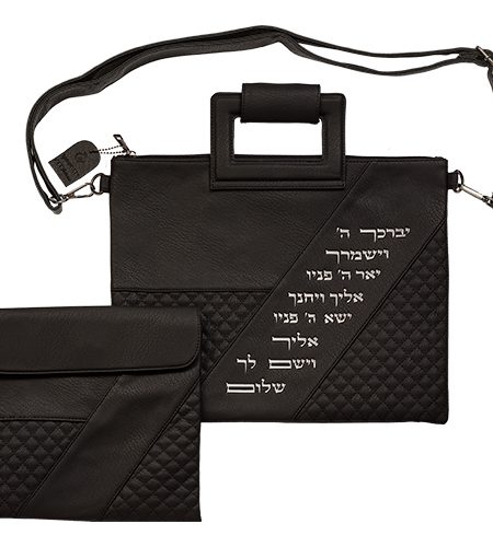 סט כיסויים עם ידיות דגם פס אלכסון יברכך צבע שחור מתכת כסף