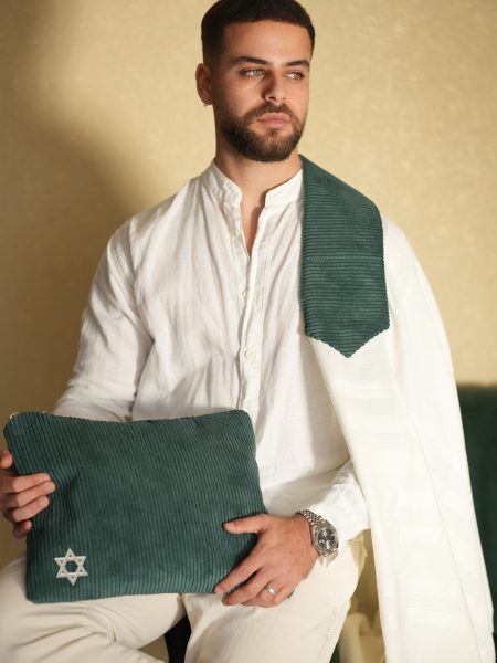 סט כיסויים דניאל דגם קורדרוי דק צבע ירוק מגן דוד כסוף