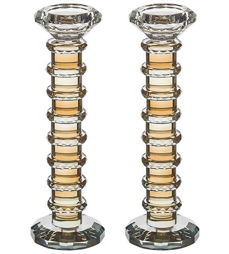 פמוטים גבוהים דגם קריסטל עגול רווחים צבע זהב