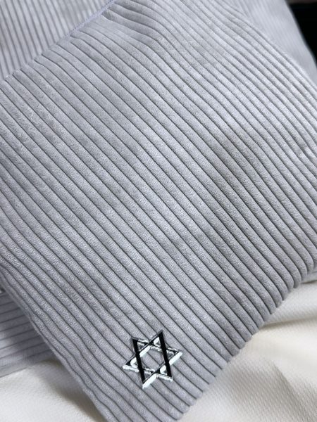 סט כיסויים דניאל דגם קורדרוי דק צבע אפור בטון מגן דוד כסוף