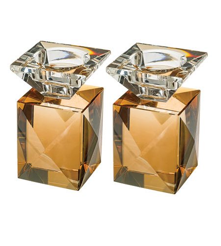 פמוטים דגם קוביה קריסטל צבע זהב