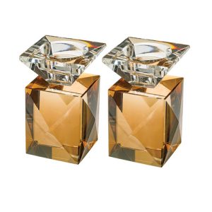 פמוטים דגם קוביה קריסטל צבע זהב