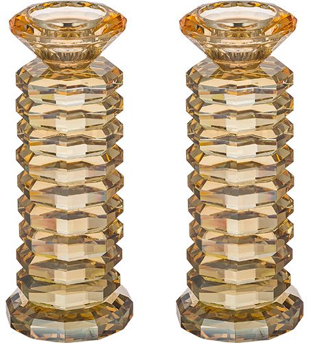 פמוטים דגם קריסטל עיגול מחורץ גבוה צבע זהב