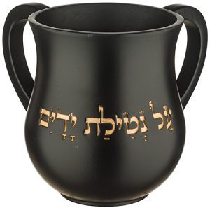 נטלה דגם שיש ברכת על נטילת ידיים צבע שחור זהב