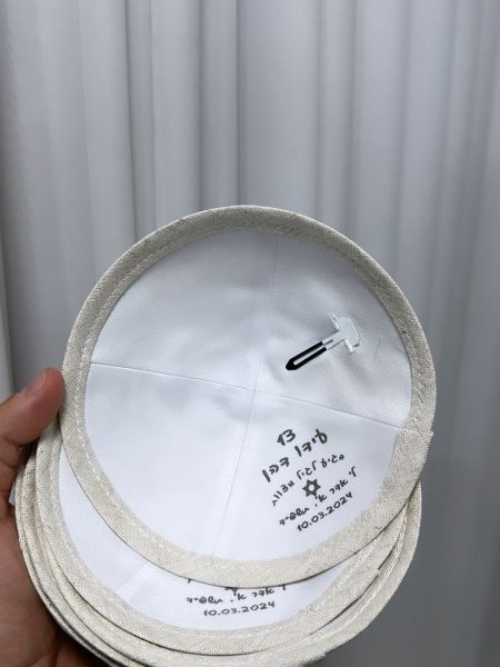 כיפה מעוצבת דגם פשתן הדפסה פנימית צבע אבן