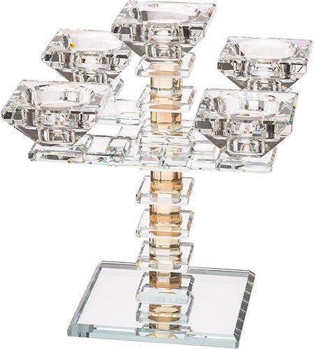 פמוטי קריסטל מהודרים דגם חמישיה צבע זהב