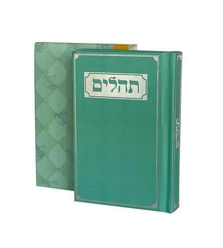 ספר תהילים דגם מסגרת צבע טורקיז כסף