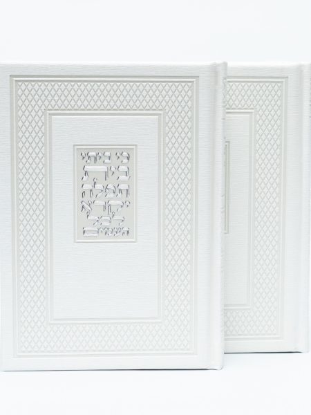 סט מחזורים דמוי עור צבע לבן כסף