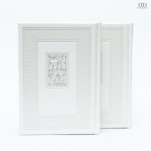 סט מחזורים דמוי עור צבע לבן כסף