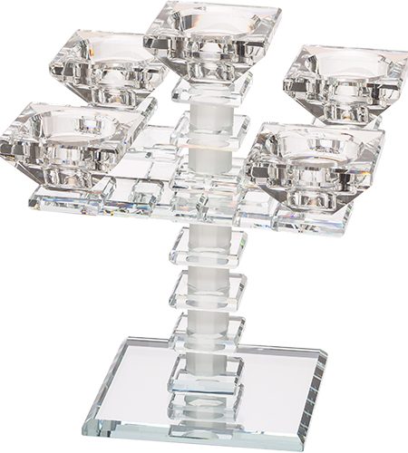 פמוטי קריסטל מהודרים דגם חמישיה צבע חלבי