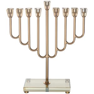 חנוכייה דגם זכוכית ראשי קריסטל צבע זהב