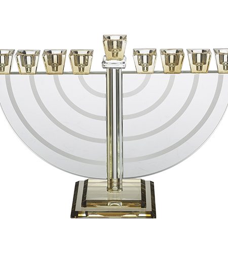 חנוכייה דגם זכוכית קריסטל צבע זהב