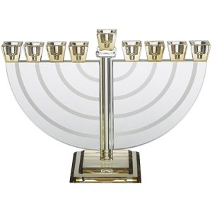 חנוכייה דגם זכוכית קריסטל צבע זהב