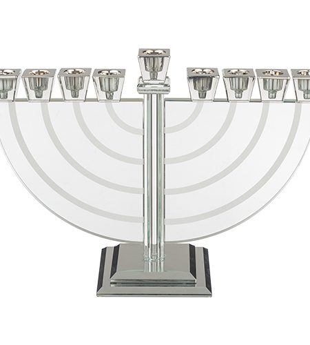 חנוכייה דגם זכוכית קריסטל צבע כסף