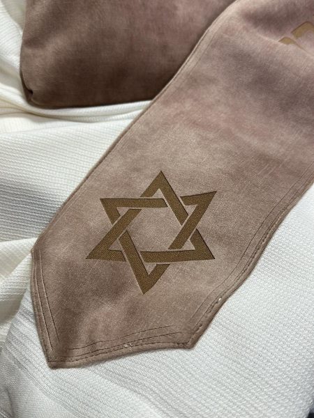 טלית Premium - דגם בית יוסף עם עטרה דגם איטליה יברכך מגן דוד צבע מוקה