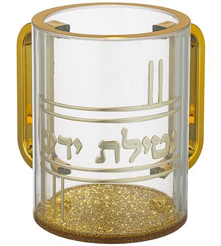 נטלה שקופה דגם נצנצים נטילת ידיים צבע זהב