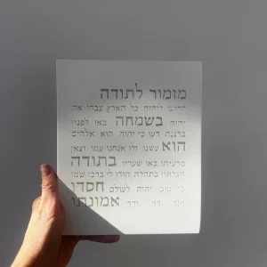 ברכה לבית מזמור לתודה מבטון צבע לבן