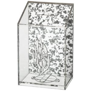 קופת צדקה פרספקט שקוף דגם נצנץ האש שלי צבע כסף