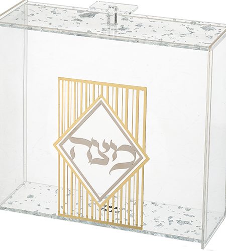 כלי למצות מפרספקט דגם פלקטה פסים נצנצים כסף