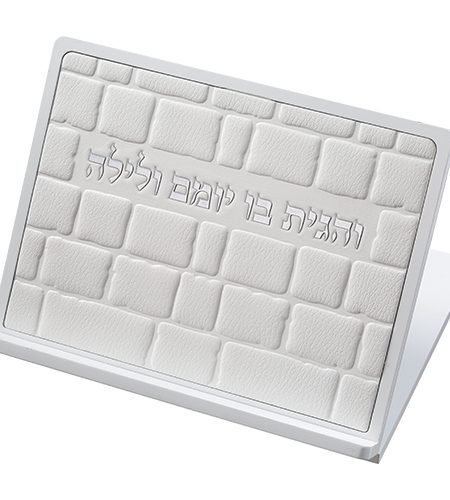 סטנדר עץ עם פלקטה דגם דמוי עור כותל צבע לבן כסף