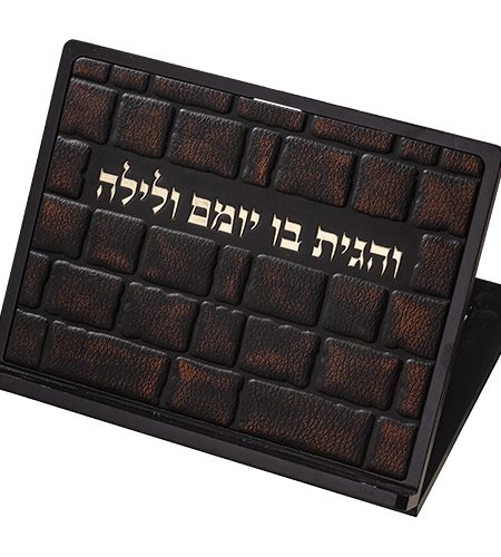 סטנדר עץ עם פלקטה דגם דמוי עור כותל צבע חום זהב